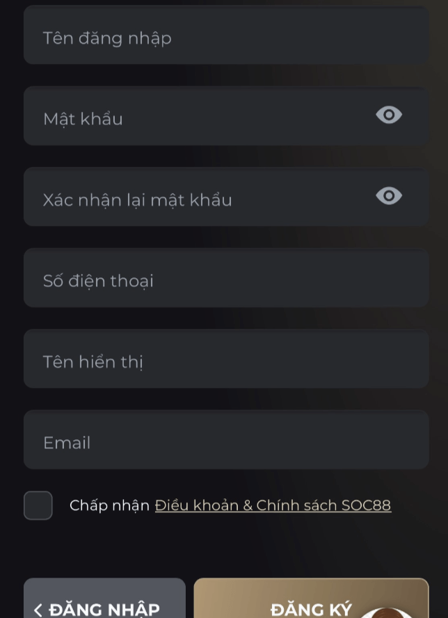 Đăng Ký SOC88: Hướng Dẫn Trên Điện Thoại Chỉ Trong 3 Phút 5 Truy cập vào SOC88 bằng link chính thức -> Khai báo thông tin đăng ký SOC88