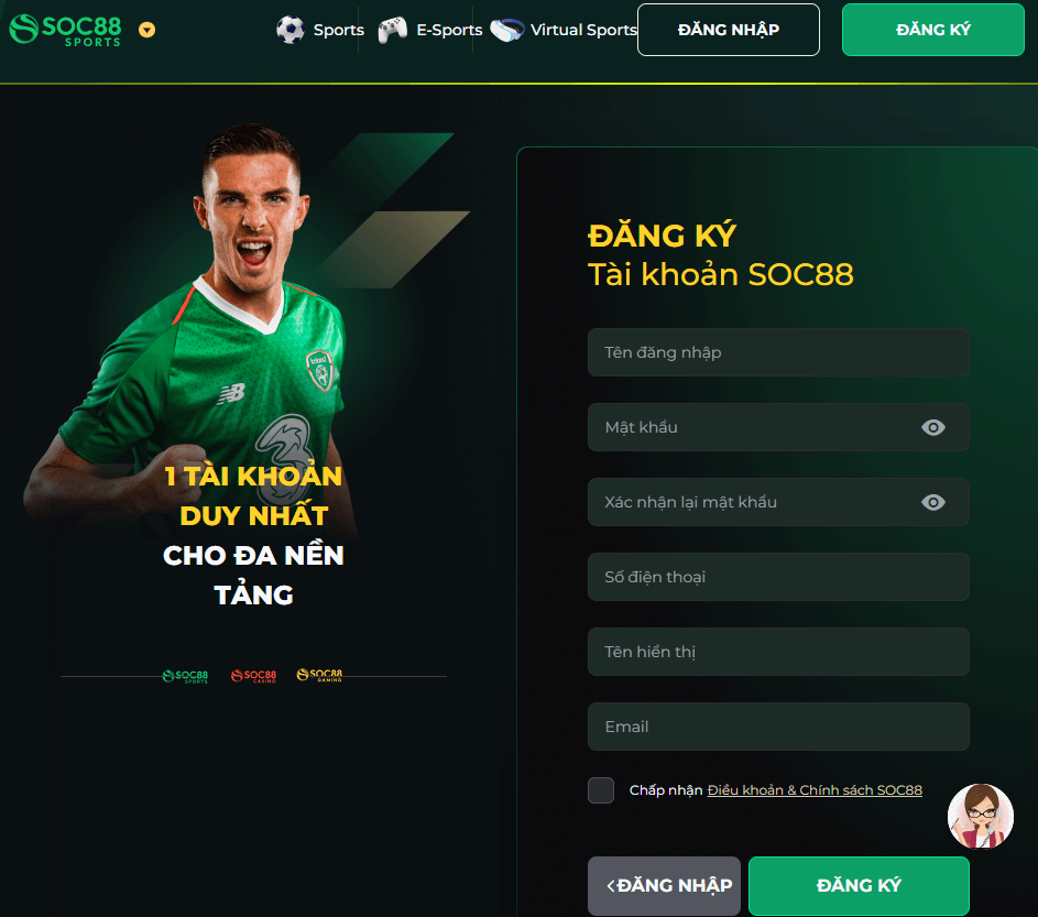 Đăng Nhập SOC88 Trên Điện Thoại Nhanh Chóng, Chỉ Trong Tích Tắc 5 Truy cập vào SOC88 -> Tiến hành đăng ký SOC88