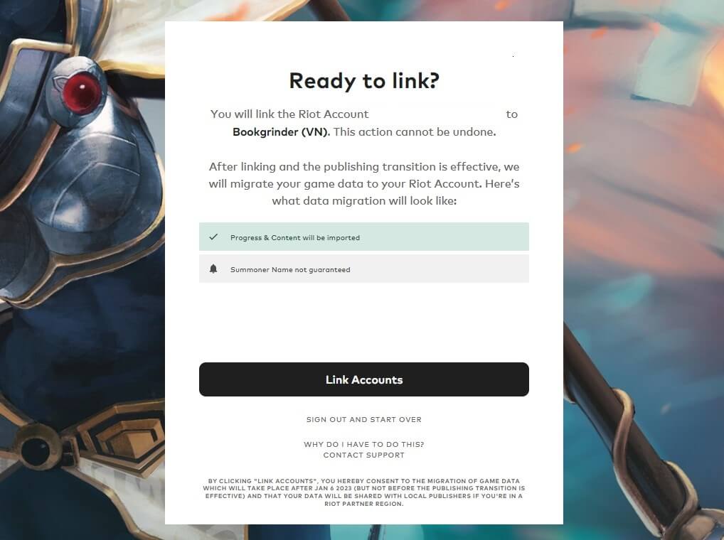 Liên kết tài khoản LMHT sang Riot Game cần các thông tin gì?