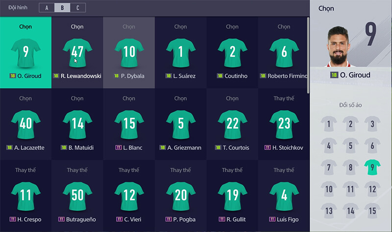 Hướng dẫn đổi số áo cầu thủ trong FIFA Online 4 đơn giản nhất 5 Đổi số áo cầu thủ trong fifa online 4 không quá khó