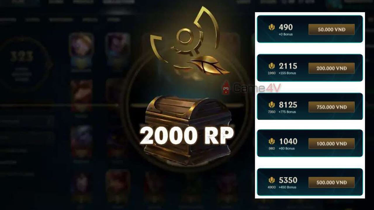 Hướng dẫn chi tiết cách nạp Liên Minh Huyền Thoại VNG 10 RP Riot Point tiền tệ dùng để mua đồ trong LMHT