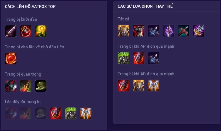 Bảng ngọc phù hợp dành cho đấu sĩ Aatrox